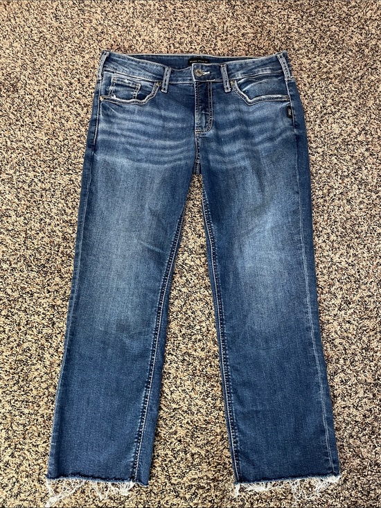Silver Jeans Denim - Silver Jeans Britt Capri Straight-Leg Cut Off Ankle Blue Jeans Size 32 | EUC